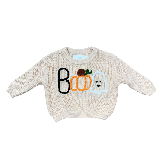 Embroidered "Boo" Sweater