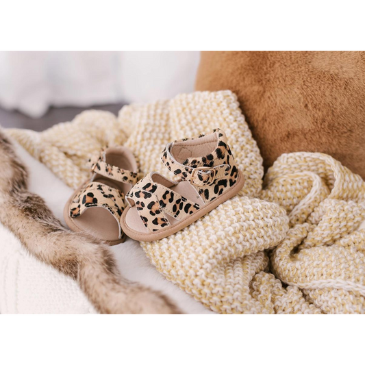 Leopard Split-Soled Leather Baby Sandals