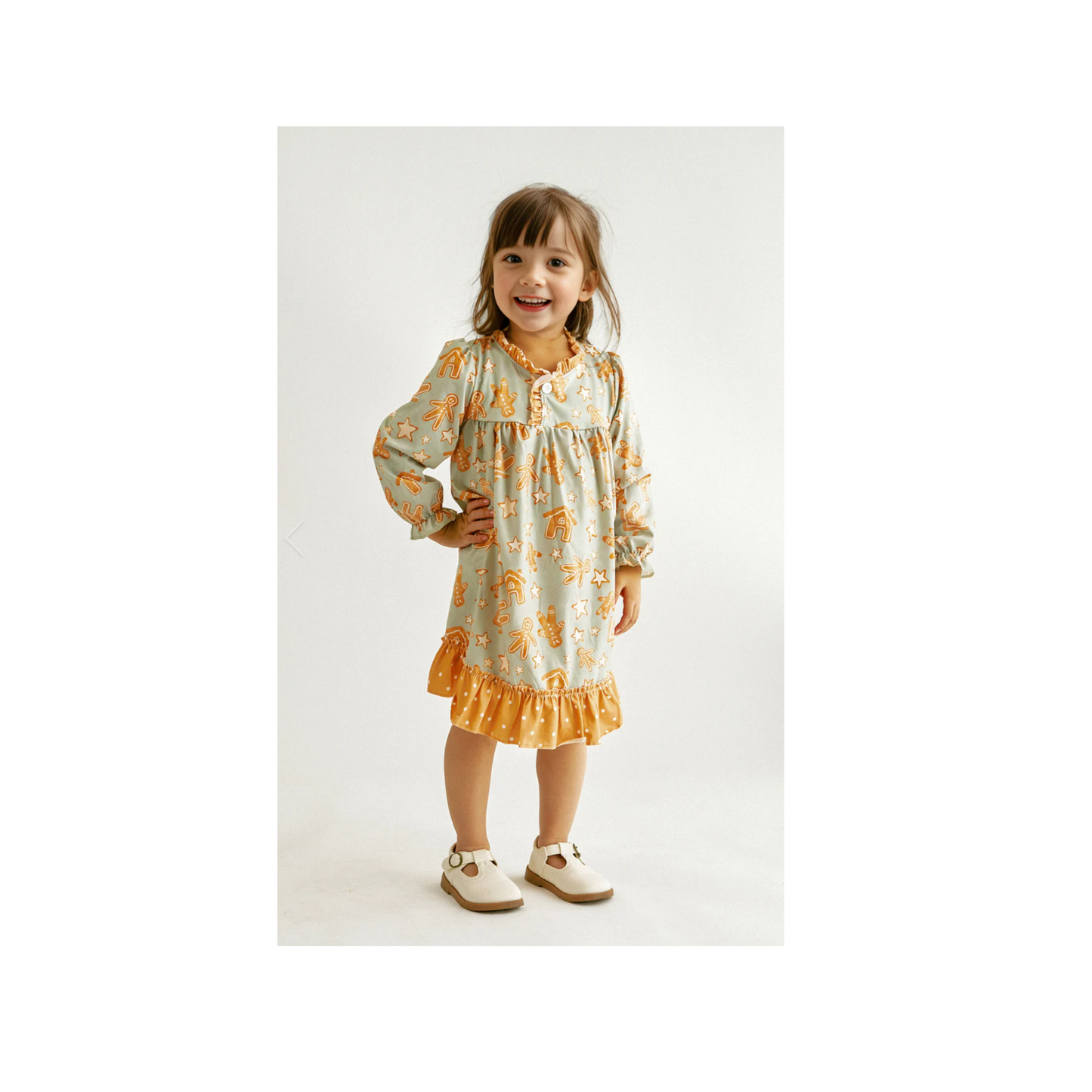 Gingerbread Cookie Ruffled Night Gown