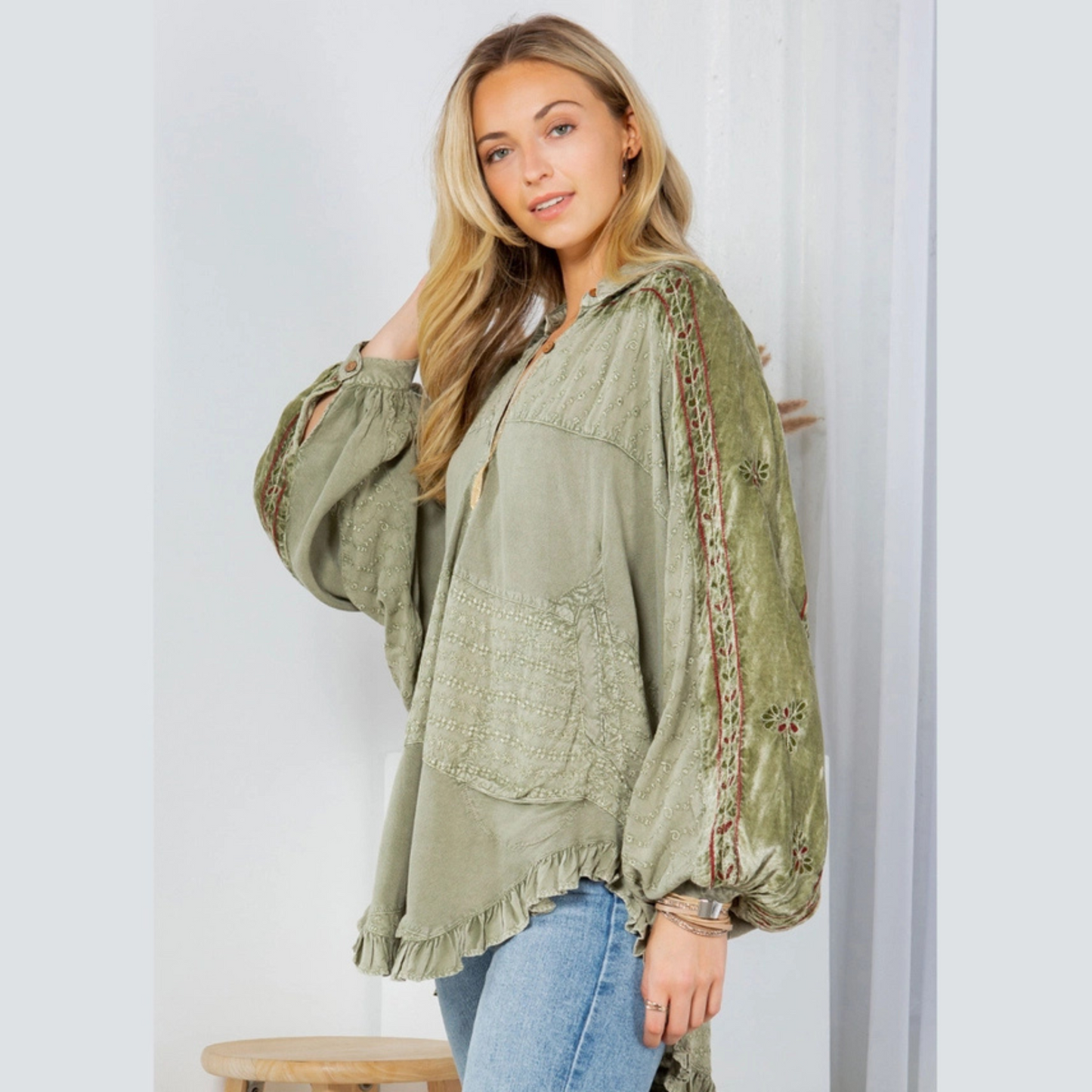 Bohemian Elegance: Stonewashed Rayon Top