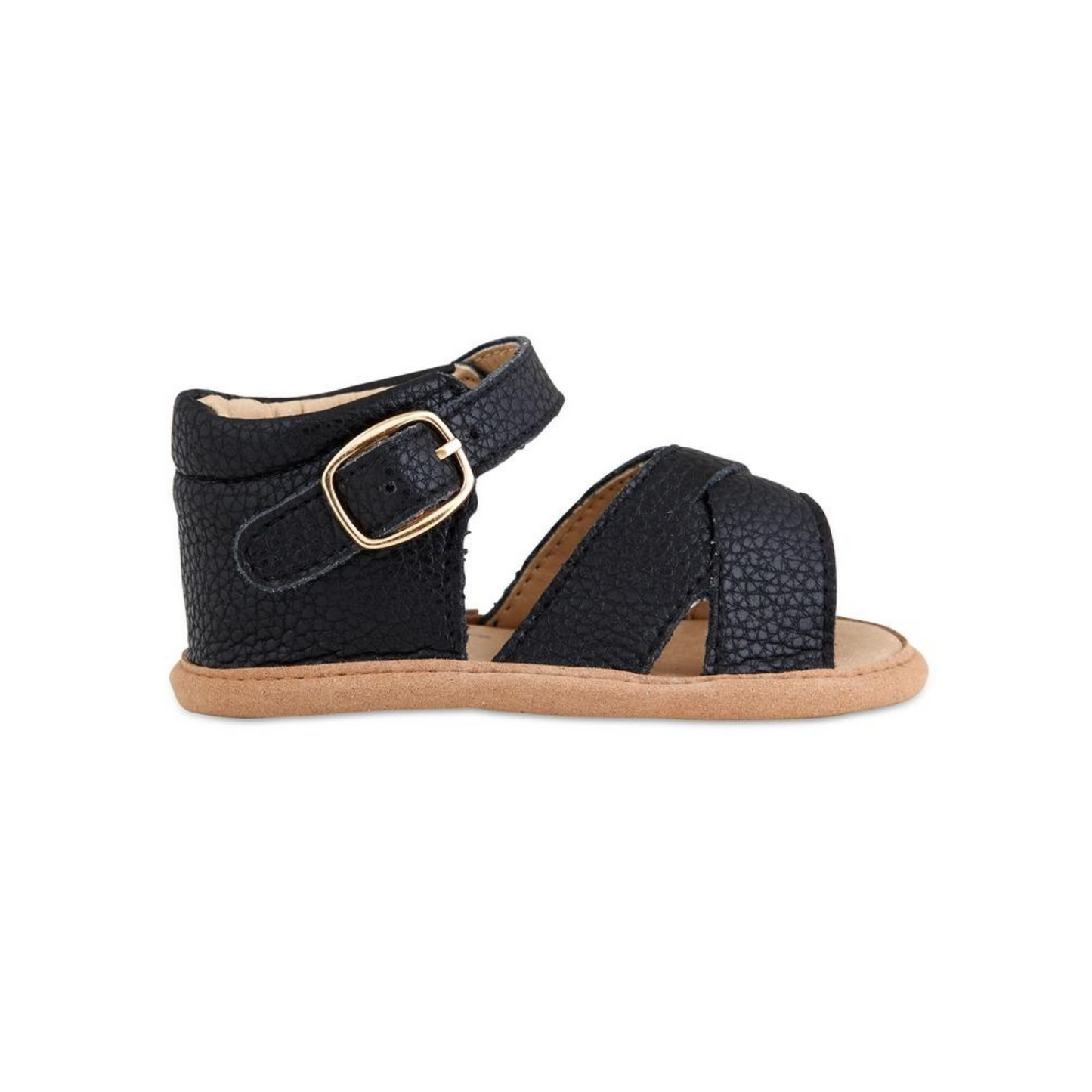 Black Split-Soled Leather Baby Sandals