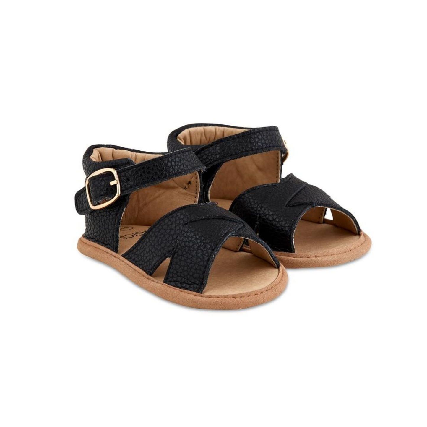 Black Split-Soled Leather Baby Sandals