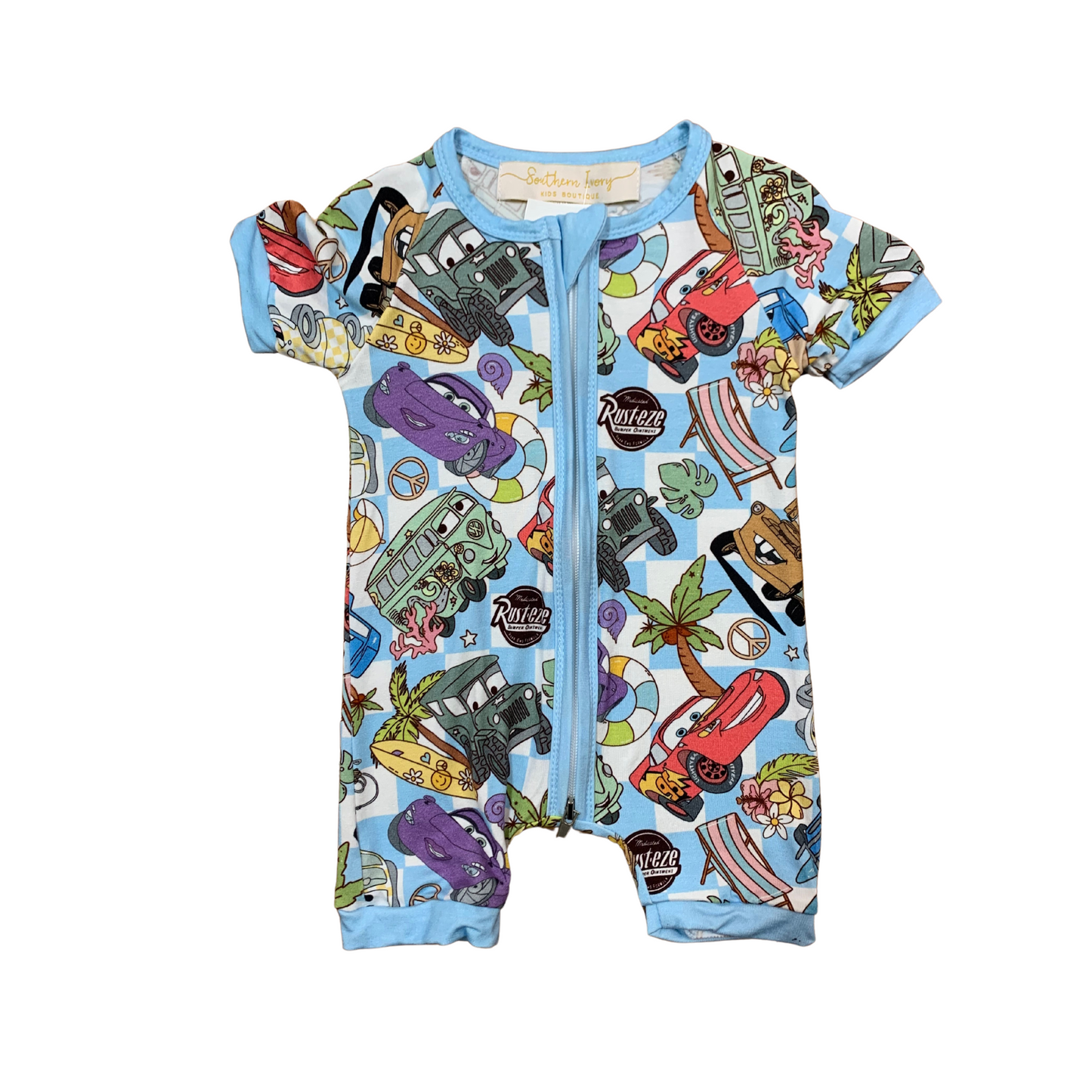 Cars On Vacation Bamboo Short Romper