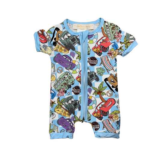 Cars On Vacation Bamboo Short Romper