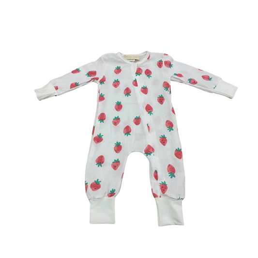 Sweet Little Strawberries Romper (Muslin Fabric)