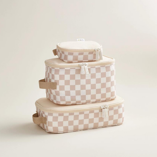 Taupe Checkerboard Pack Like A Boss™ Packing Cubes