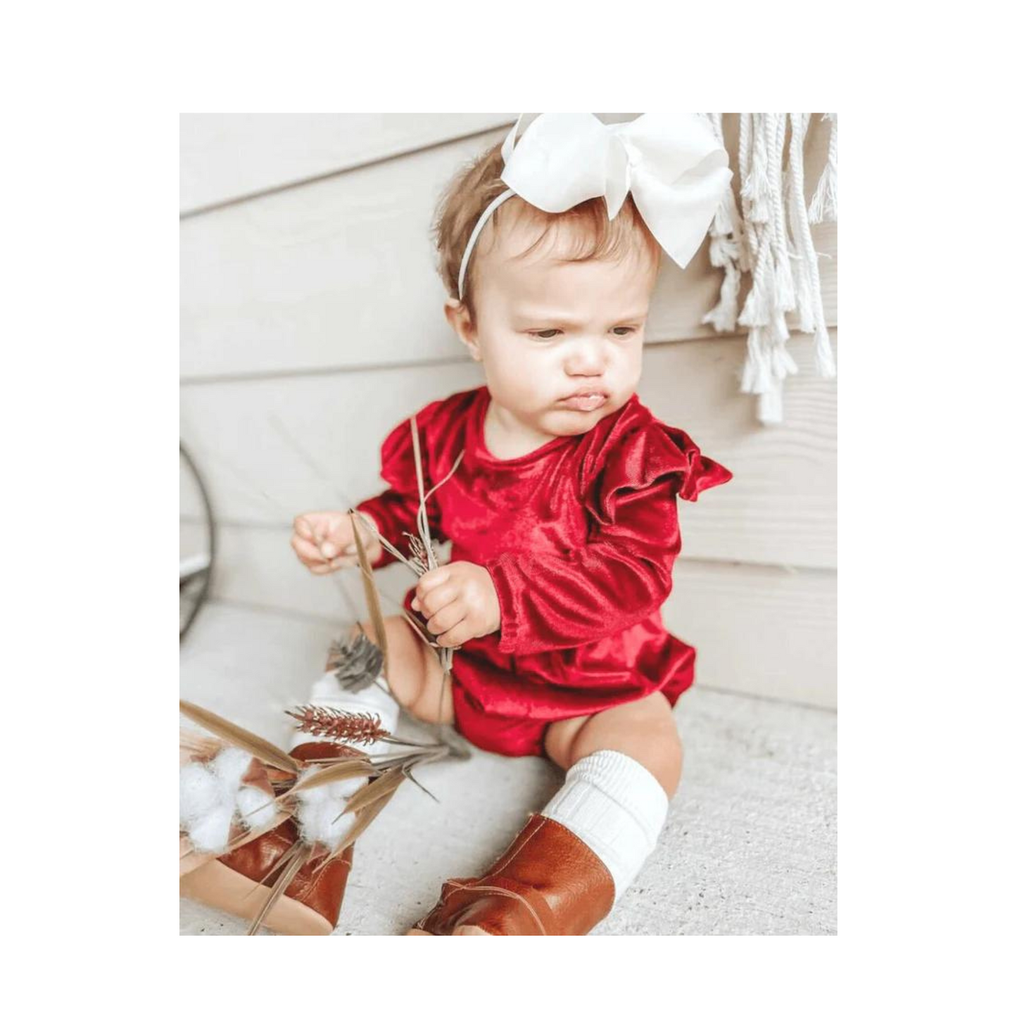 Rhodes Velour Bubble Shorty Romper - Candy Apple Red