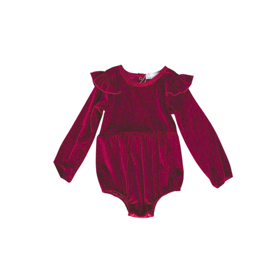 Rhodes Velour Bubble Shorty Romper - Candy Apple Red