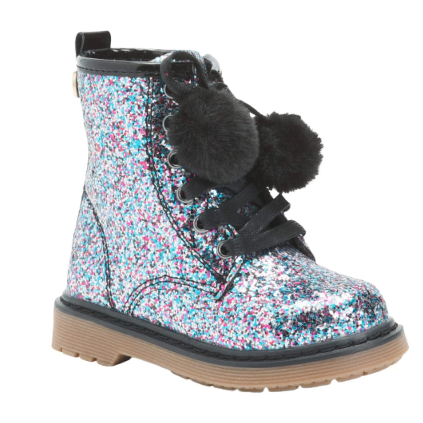 Black Sparkle Combat Boots (Toddlers)